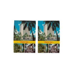 Vtg Hawaii Waikiki Surf Hotels Kuhio Avenue 2 postcards NEW